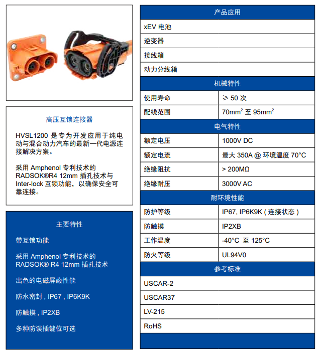 HVSL1200塑料互锁连接器-安费诺连接器-西安福川电子科技