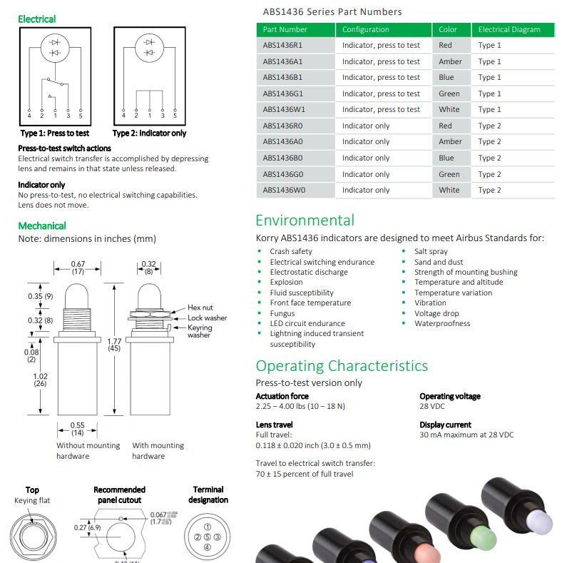 Korry 458系列密封圆形指示器-（ABS1436）-西安福川电子科技