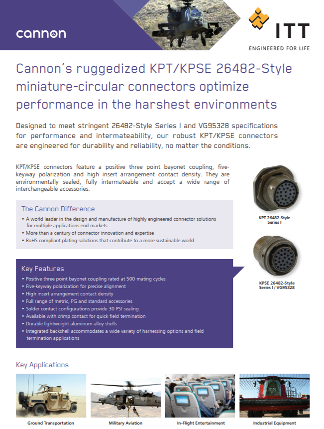 ITT Cannon KPT-KPSE系列连接器-宇航连接器