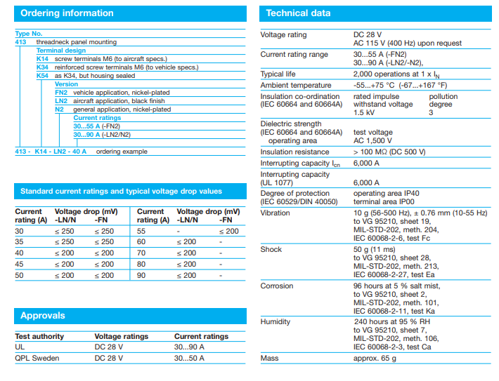 413系列单极高性能热式-断路器 E-T-A断路器-西安福川电子科技