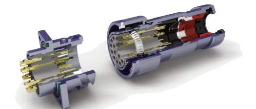 圆形连接器,-电缆安装插座,-19 触点, 焊接插座, 反向卡口, 20A48